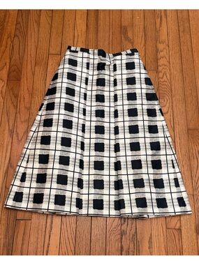Lord & Taylor Black and White Checked A-Line Skirt